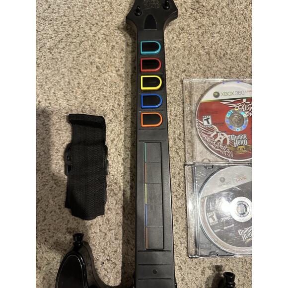 Xbox 360 Guitar Hero World Tour Sunburst Wireless w/ 2 Games Aerosmith GH3 - Picture 6 of 11